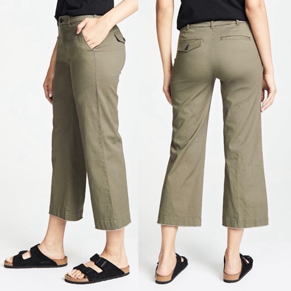 ATM Enzyme Wash Distressed Boyfriend Chino Wide Leg Pants \\ 8